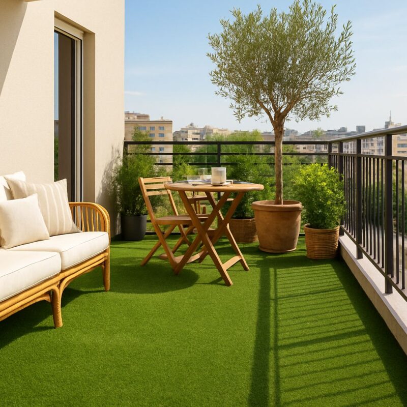Unoasi verde sul tuo terrazzo lerba sintetica che trasforma lo spazio esterno